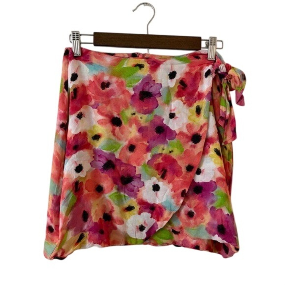 CHASER Elena mini skirt in‎ poppy floral medium Pink Colorful Floral NWT